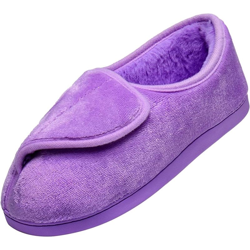Git-up Women Soft wide Slippers Memory Foam Closed Toed Diabetic Arthritis Edema House Shoes, Purple 7#. - Image 1